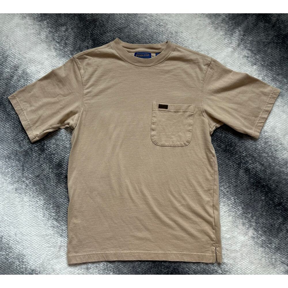 Pendleton Relaxed Fit Pocket Crewneck Mens Short Sleeve Tan T Shirt Size Small